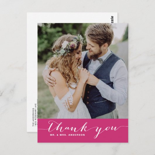 Poppy | Script Wedding Danke Vertical Postcard Postkarte (Vorne/Hinten)