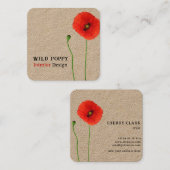Poppy Simplicity Rustikal Quadratische Visitenkarte (Vorne/Hinten)