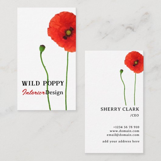 Poppy Simplicity Visitenkarte (Vorne/Hinten)