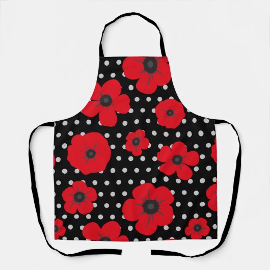 Poppy und Polka Dot Red Black Schürze (Vorderseite)