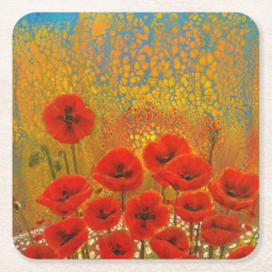 Poppy-Untersetzer Rechteckiger Pappuntersetzer