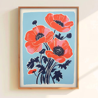 Poppy Wall Art Poppy Print Download Red Poppy Post Poster