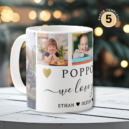 Poppy We Love You Grandkids 5 Photo Collage Kaffeetasse