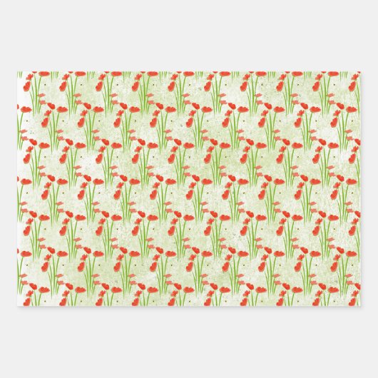 Poppy Wildblume Garden Assorted Gift Wrap Geschenkpapier Set (Vorderseite 3)