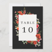 Poppy Wildblumen Dark Wedding Tischnummer (Vorderseite)