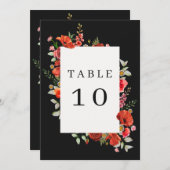 Poppy Wildblumen Dark Wedding Tischnummer (Vorne/Hinten)