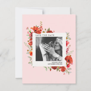 Poppy Wildblumen Pink Wedding Foto Save the Date