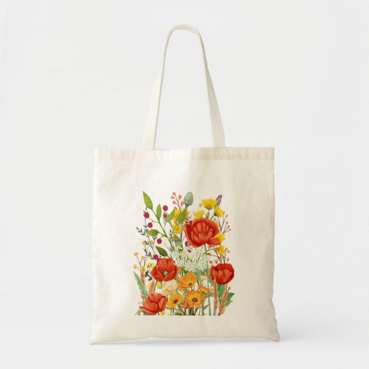 Poppy & Wildflowers Tote Bag – Floral Spring Desig Tragetasche (Vorne)