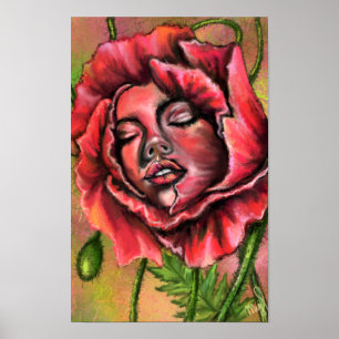 Poppy Woman Poster - Malerei Art
