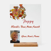 Poppy World's Best Mama Award Acrylschild (Vorderseite)