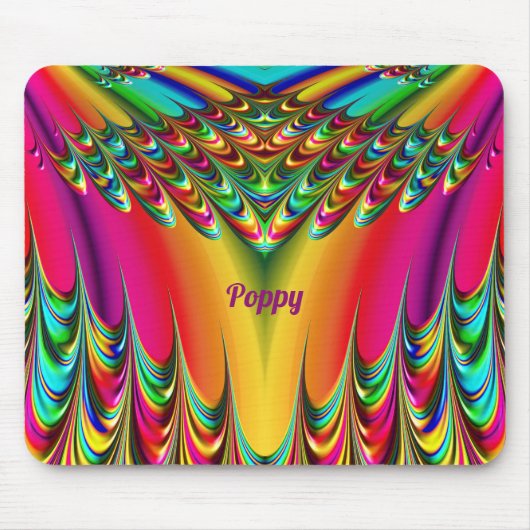 POPPY ~ Zany Hot Yellow, Blue, Green und Pink Mousepad (Vorne)
