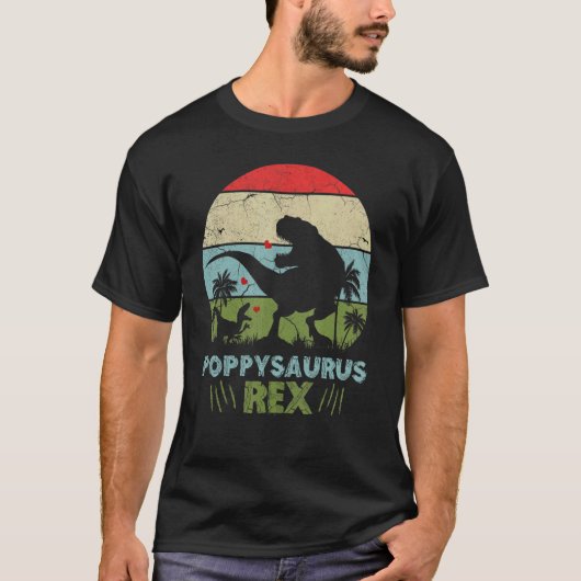 Poppysaurus Fathers Day Rex Daddy Saurus T-Shirt (Vorderseite)