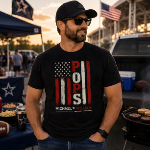 Pops Amerikanische Flagge Geschenk Patriotischer V T-Shirt