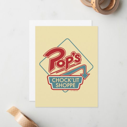 Pops Chock'Lit Shoppe Rotes Logo Mitteilungskarte (Vorderseite/Rückseite Beispiel)
