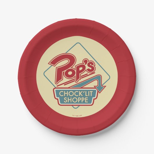 Pops Chock'Lit Shoppe Rotes Logo Pappteller (Vorderseite)