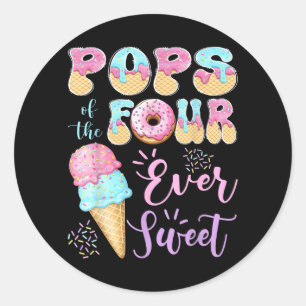 Pops der Four Ever Sweet Eiscreme zum 4. Geburtsta Runder Aufkleber