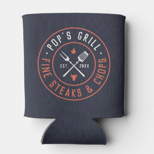 Pops Grill Personalisiertes Jahr etabliert Dosenkühler (Rückseite)