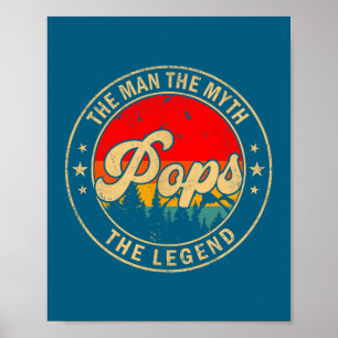 Pops Man Mythos Legende Vintage-Illustration Poster