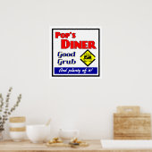 Pops Restaurant Retro Print Poster (Küche)