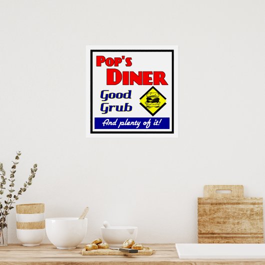 Pops Restaurant Retro Print Poster (Küche)