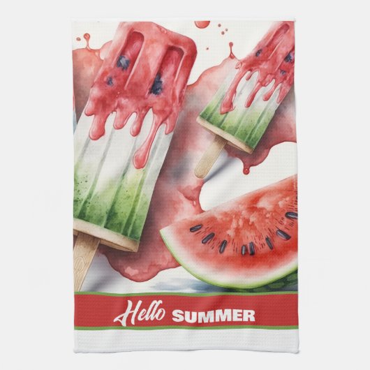 Popscles and Watermelon, HELLO SOMMER Geschirrtuch (Vertikal)