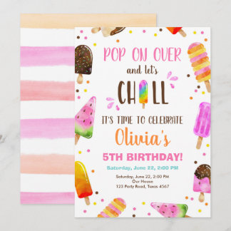 Popsice Ice Cream Geburtstag Summer Pool Party Einladung