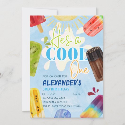 Popsice Ice Cream Summer 1. 3. 4. 5. 6. Junge Einladung (Vorderseite)