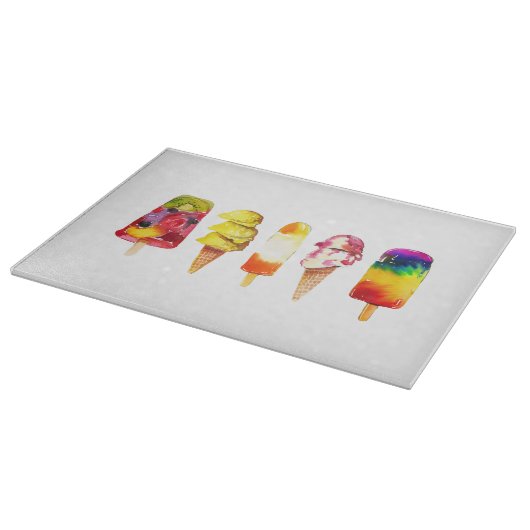Popsice Ice Cream Summer Glass Cutting Board Schneidebrett (Ecke)