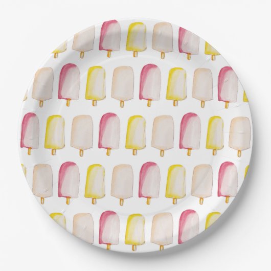 Popsicks Sticks Colorful Pastel Summer Pattern Pappteller (Vorderseite)