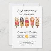 Popsicle Animals Birthday Einladung (Vorderseite)