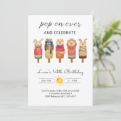 Popsicle Animals Birthday Einladung (Stehend Vorderseite)