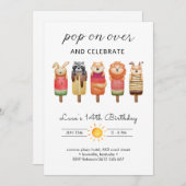 Popsicle Animals Birthday Einladung (Vorne/Hinten)