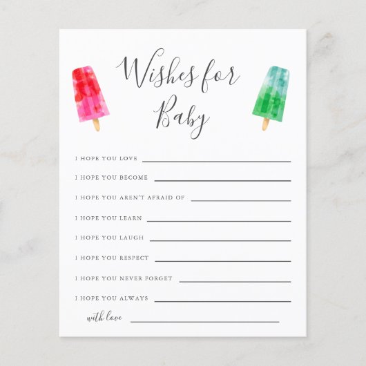 Popsicle Baby Dusche wünscht eine Babykarte (Vorderseite)