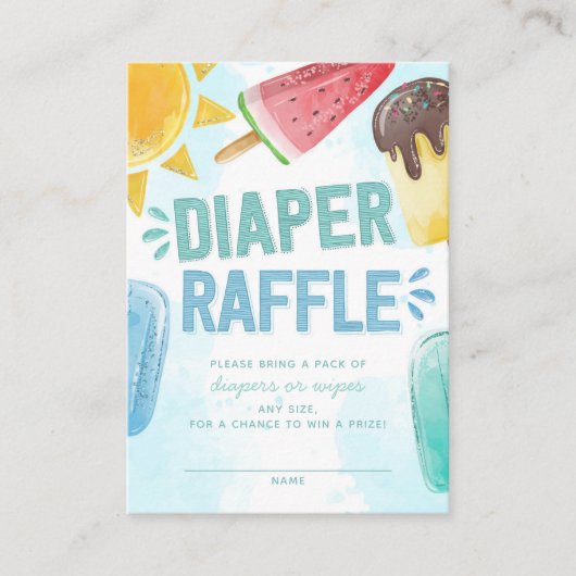 Popsicle Baby Duwer Diaper Raffle Begleitkarte (Vorderseite)