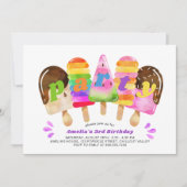 Popsicle Birthday Party jedes Alter Mädchen farben Einladung (Vorderseite)