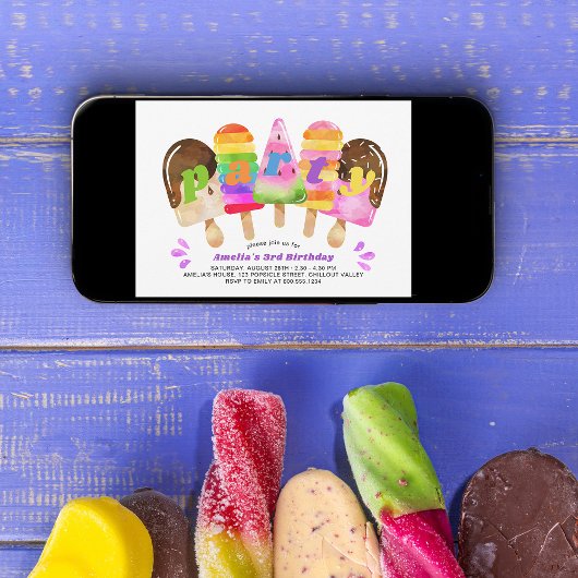 Popsicle Birthday Party jedes Alter Mädchen farben Einladung