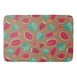 Popsicle, Cherry, Strawberry & Watermelon-Blätter Badematte