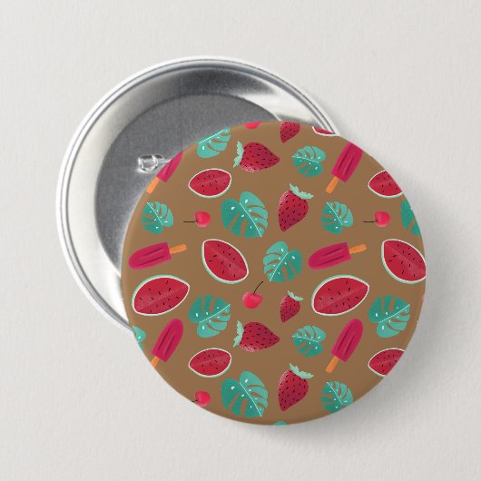 Popsicle, Cherry, Strawberry & Watermelon Blätter Button (Vorne & Hinten)
