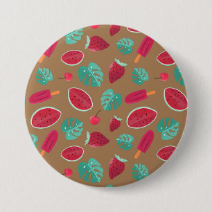 Popsicle, Cherry, Strawberry & Watermelon-Blätter Button