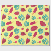 Popsicle, Cherry, Strawberry & Watermelon Blätter Geschenkpapier (Flach)