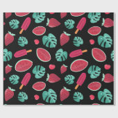 Popsicle, Cherry, Strawberry & Watermelon Blätter Geschenkpapier (Flach)