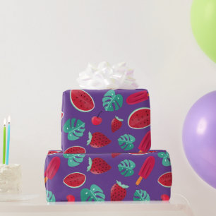 Popsicle, Cherry, Strawberry & Watermelon Blätter Geschenkpapier