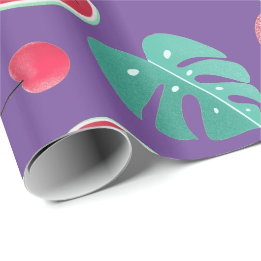 Popsicle, Cherry, Strawberry & Watermelon Blätter Geschenkpapier (Rolleneckpunkt)