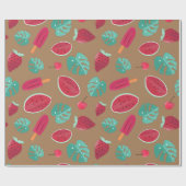 Popsicle, Cherry, Strawberry & Watermelon Blätter Geschenkpapier (Flach)