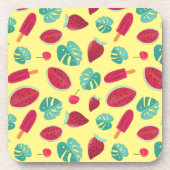 Popsicle, Cherry, Strawberry & Watermelon Blätter Getränkeuntersetzer (Vorderseite)