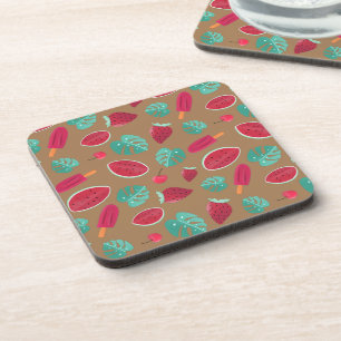 Popsicle, Cherry, Strawberry & Watermelon-Blätter Getränkeuntersetzer
