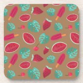Popsicle, Cherry, Strawberry & Watermelon Blätter Getränkeuntersetzer (Vorderseite)