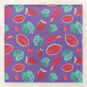 Popsicle, Cherry, Strawberry & Watermelon Blätter Glasuntersetzer (Vorderseite)