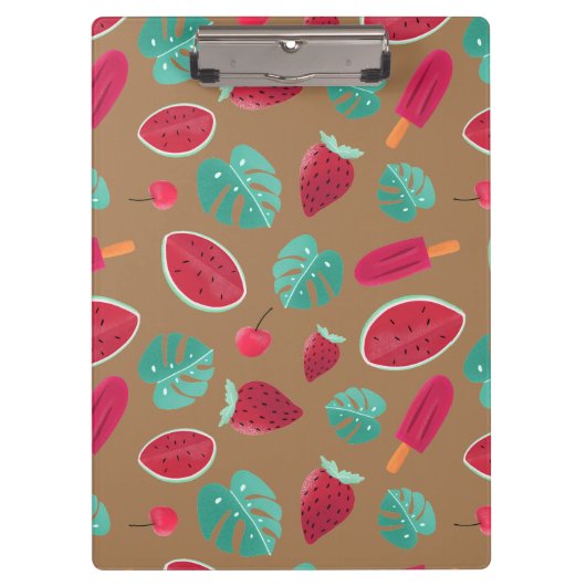 Popsicle, Cherry, Strawberry & Watermelon Blätter Klemmbrett (Vorderseite)
