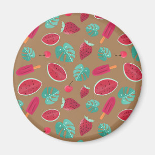 Popsicle, Cherry, Strawberry & Watermelon-Blätter Magnet